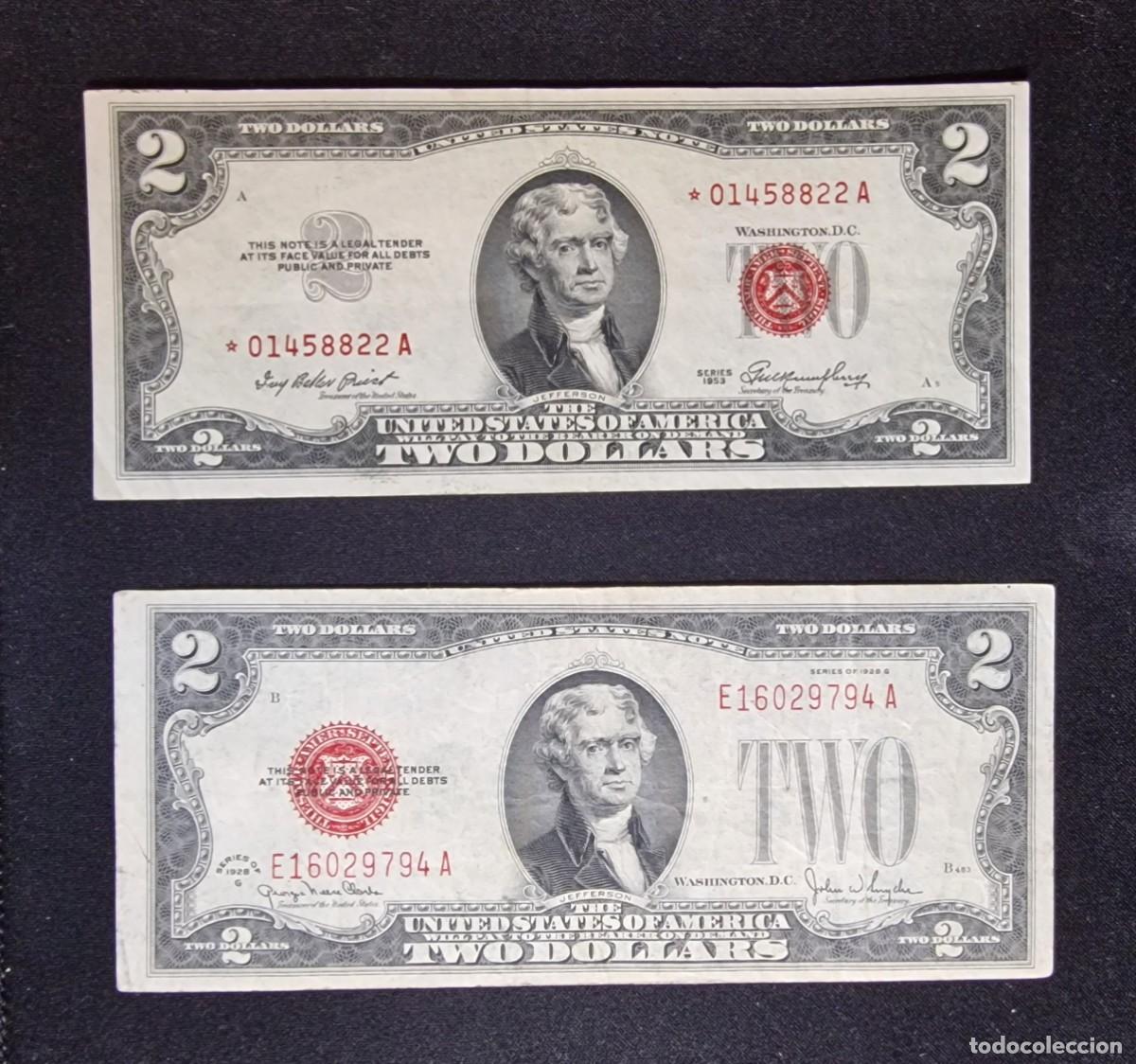 Billetes extranjeros: LOTE 2 BILLETES ESTADOS UNIDOS USA *1 STAR* | SOLO ACEPTO PAYPAL| BILLETE $ 2 DOLAR 1928 1953 LEER