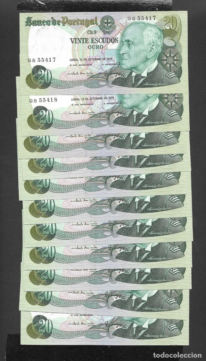 Billetes extranjeros: PORTUGAL 11 BILLETES CORRELATIVOS 20 ESCUDOS 1978 S/C