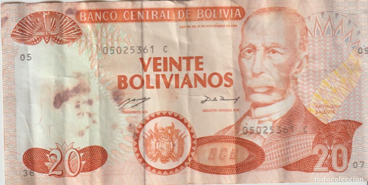 Billetes extranjeros: BILLETE 20 bolivianos Bolivia