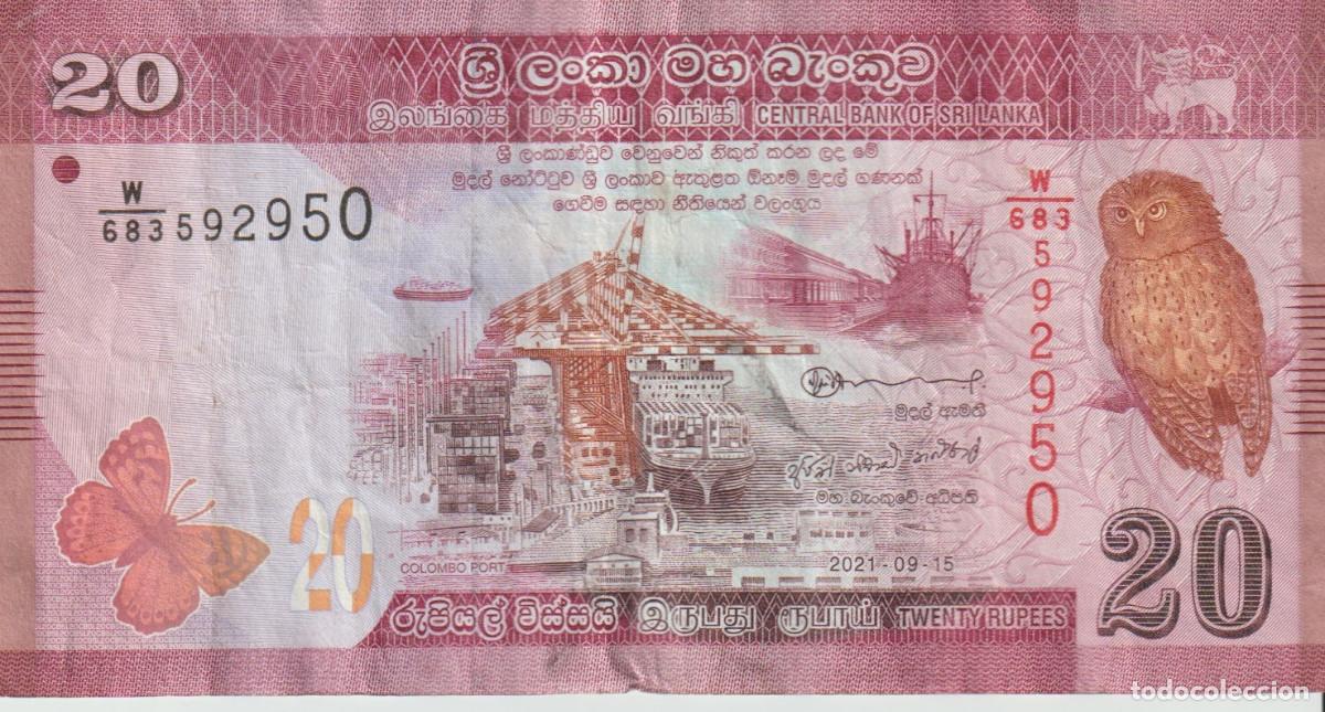 Billetes extranjeros: BILLETE 20 RUPIAS SRI LANKA