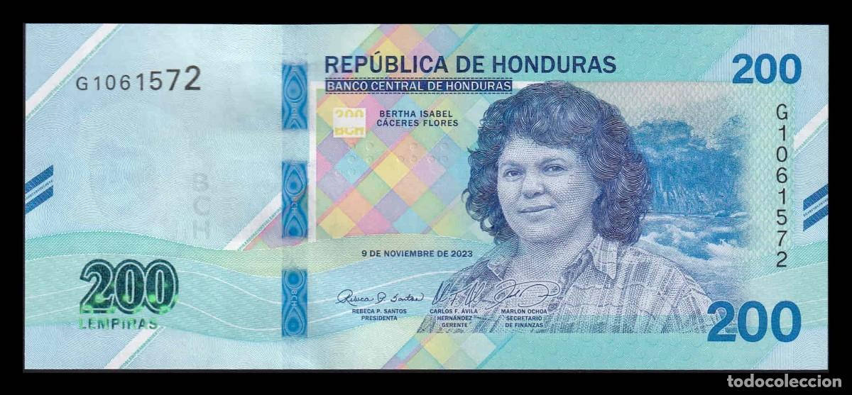 Billetes extranjeros: Honduras 200 Lempiras Bertha Isabel C&aacute;ceres 2023 (2026) Pick 114 Nuevo Sc Unc