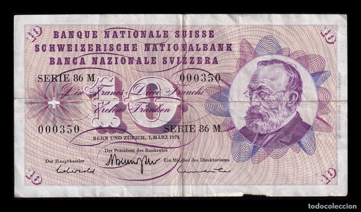 Billetes extranjeros: Suiza 10 Francos Gottfried Keller 1973 Pick 45s(3)