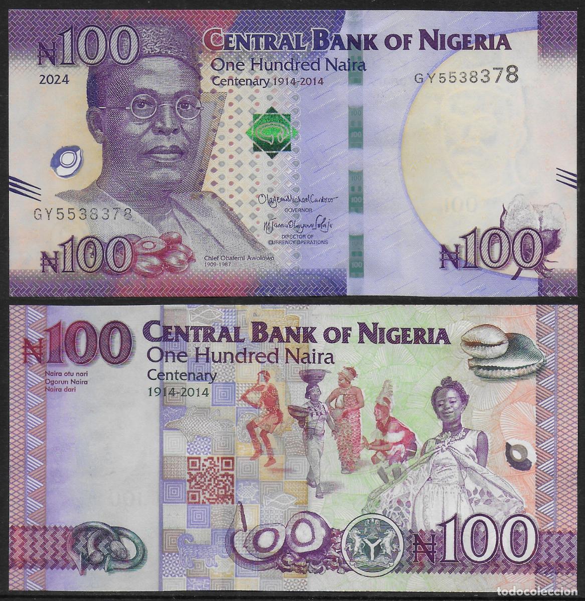 Billetes extranjeros: Nigeria billete de 100 naira 2024 Pick#41 UNC/SC Sin circular