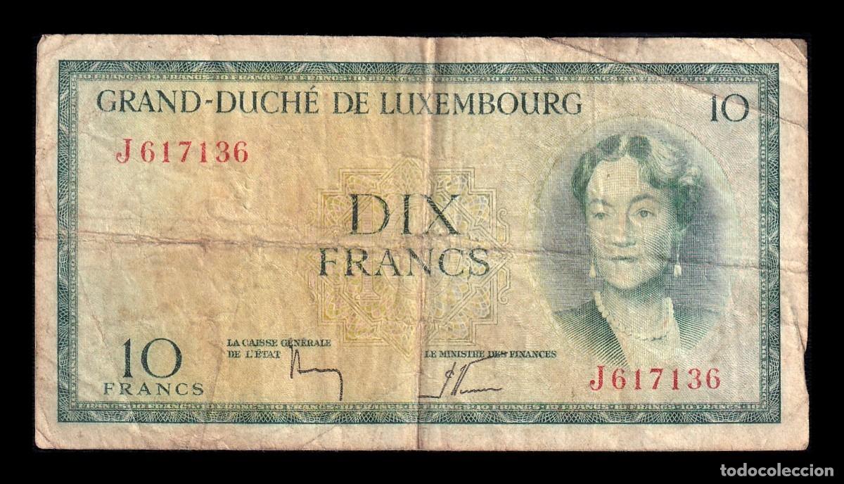 Billetes extranjeros: Luxemburgo 10 Francos 1954 Pick 48a(3) SerieJ Bc F