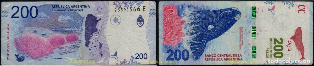 Billetes extranjeros: 10987 ARGENTINA 2016 ARGENTINA 200 PESOS 2016 BALLENA FRANCA AUSTRAL