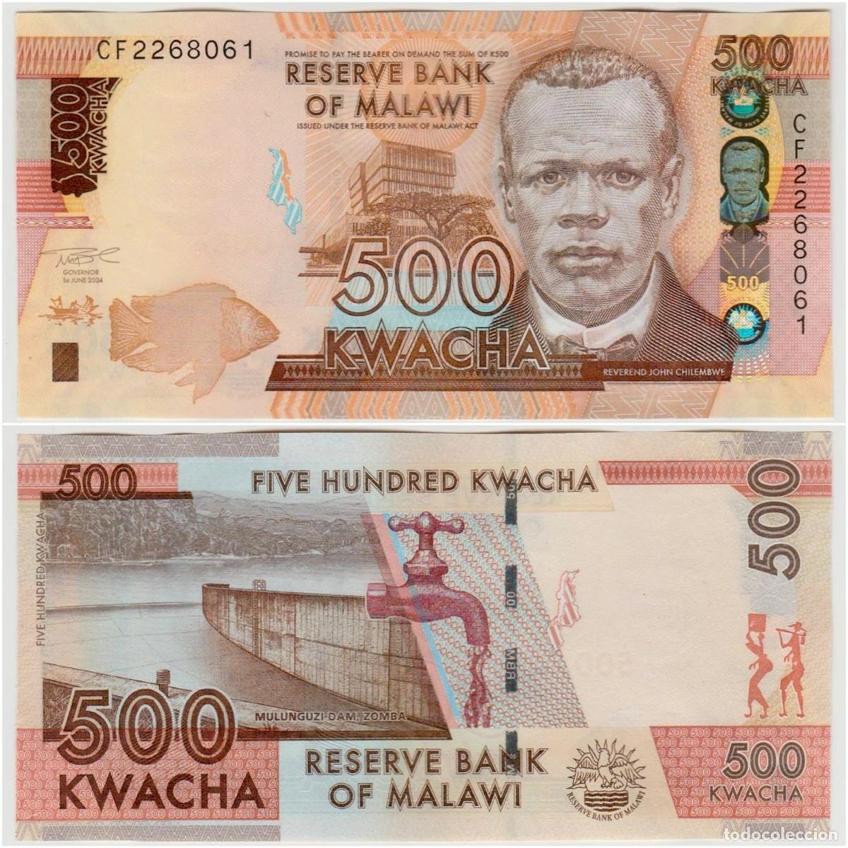 Billetes extranjeros: Malawi 500 Kwacha 2024 Sin Circular