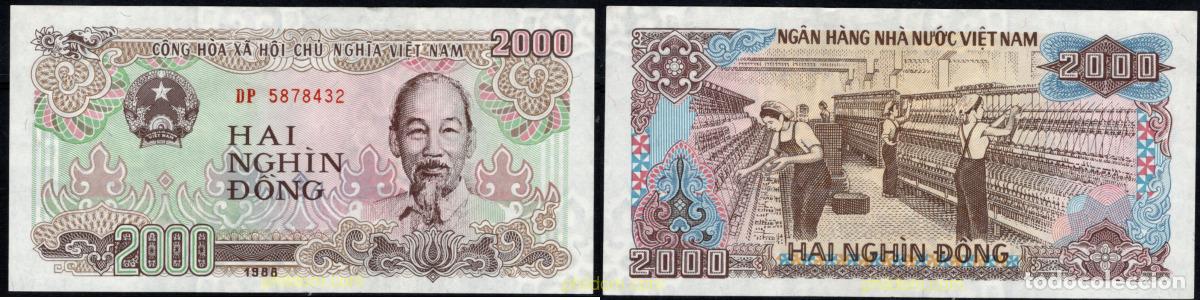 Billetes extranjeros: 10970 VIETNAM 1988 2000 DONG VIETNAM 1988 TACO DE 100 BILLETES