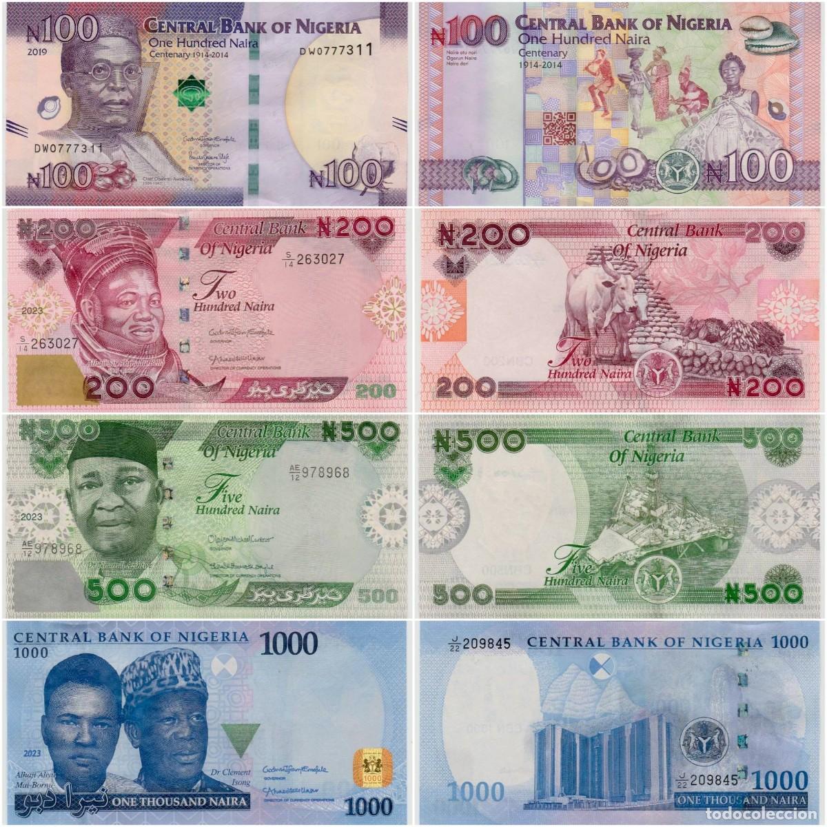Billetes extranjeros: NIGERIA SET 4 PCS 100 200 500 1000 NAIRA 2019-2023 SIN CIRCULAR