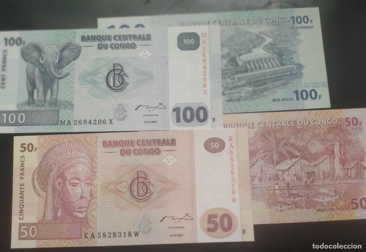 Billetes extranjeros: CONGO RP. DEMOCRATICA: 50 y 100 francos 2007 (LOTE DE 2).SC.UNC. PK. # 97/98