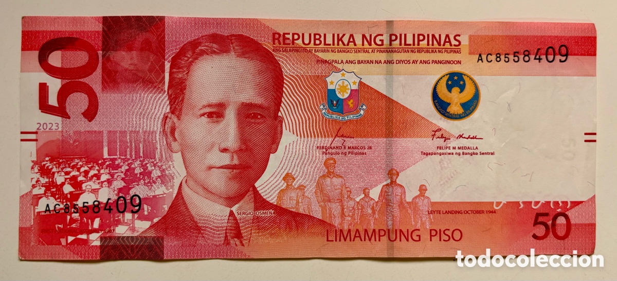 Billetes extranjeros: Billete FILIPINAS 50 Piso 2023