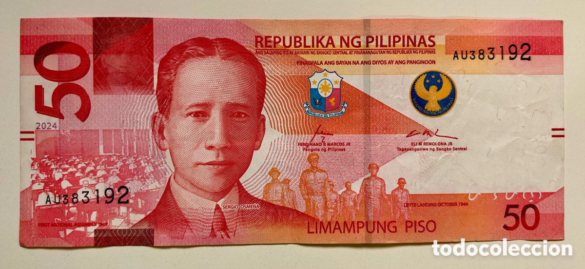 Billetes extranjeros: Billete FILIPINAS 50 Piso 2024