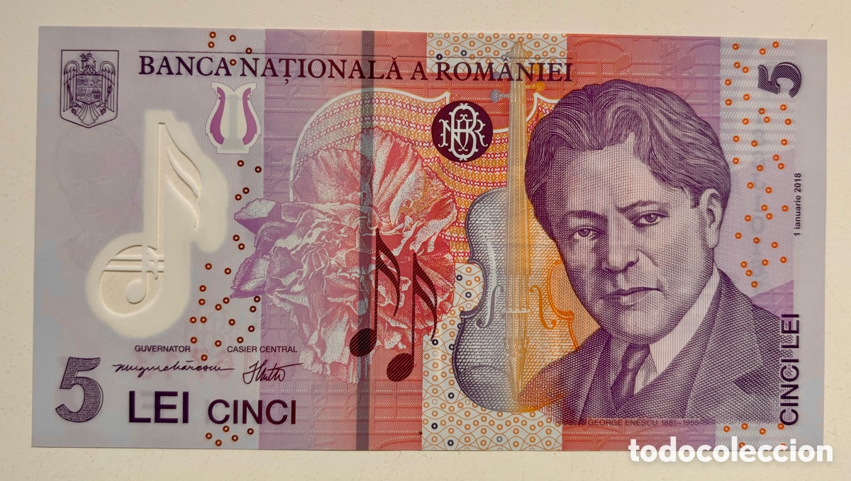Billetes extranjeros: Billete RUMAN&Iacute;A 5 Lei 2018 EBC. ROMANIA