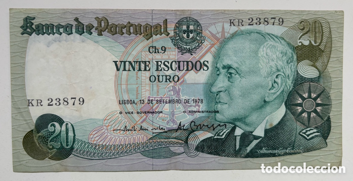 Billetes extranjeros: Billete PORTUGAL 20 Escudos 1978 Septiembre