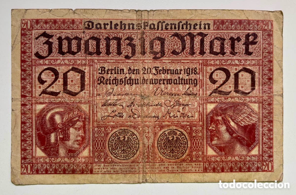 Billetes extranjeros: Billete ALEMANIA 20 Marcos 1918 Mark