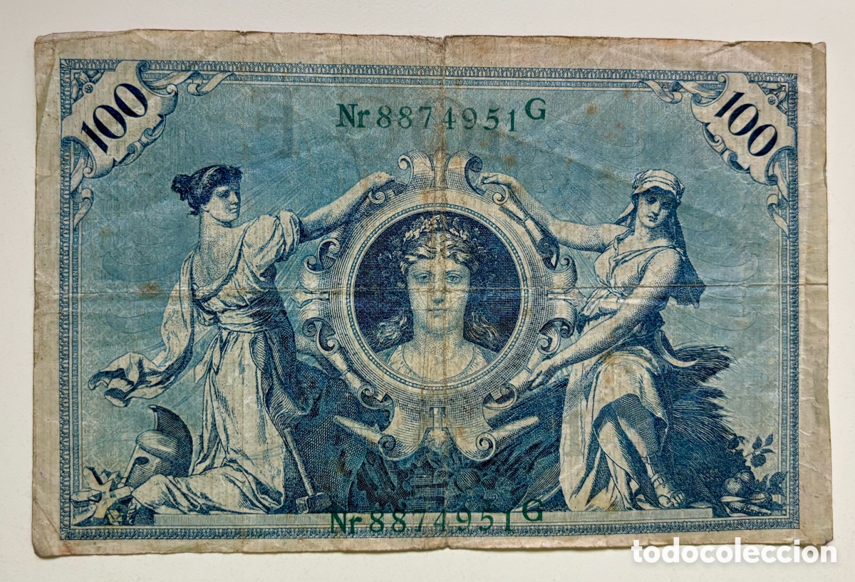 Billetes extranjeros: Billete ALEMANIA 100 Marcos 1908. Mark . Numeros Verdes