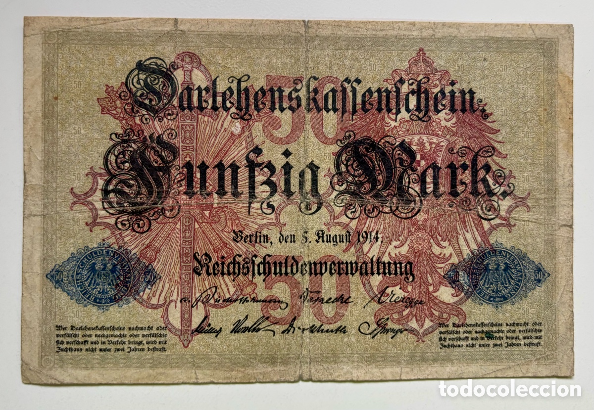 Billetes extranjeros: Billete ALEMANIA 50 Marcos 1914. Mark