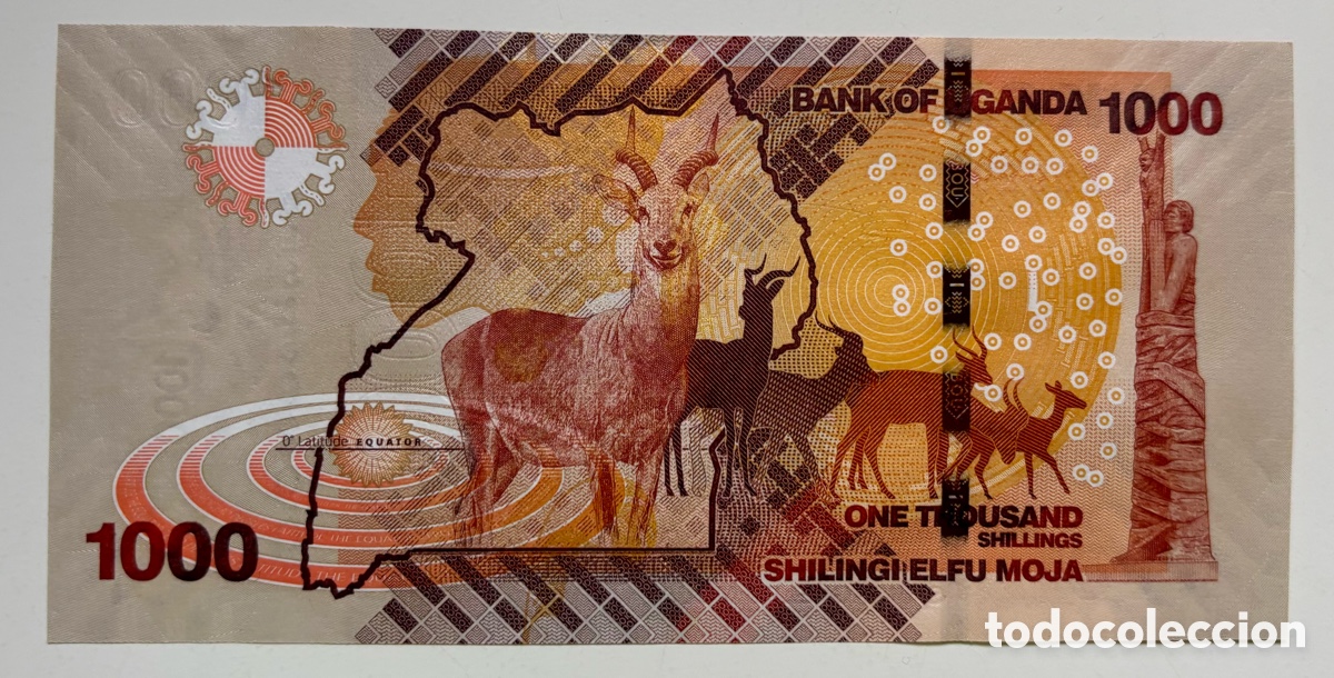 Billetes extranjeros: Billete UGANDA 1000 Chelines 2017 SC. Shilingi - Foto 2