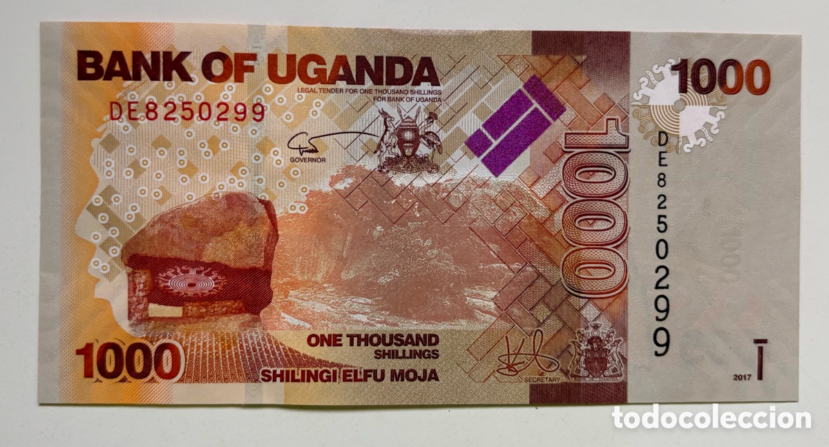 Billetes extranjeros: Billete UGANDA 1000 Chelines 2017 SC. Shilingi - Foto 1