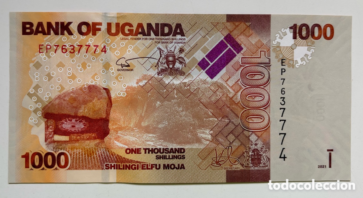 Billetes extranjeros: Billete UGANDA 1000 Chelines 2021 SC. Shilingi