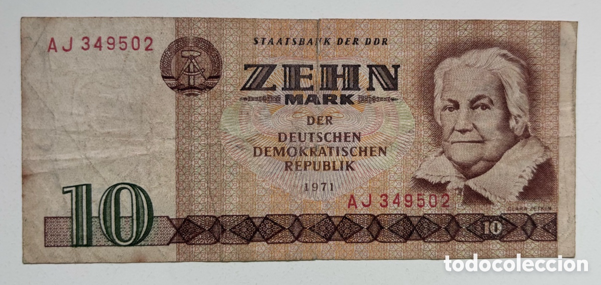 Billetes extranjeros: Billete RDA ALEMANIA 10 Marcos 1971. Mark DDR