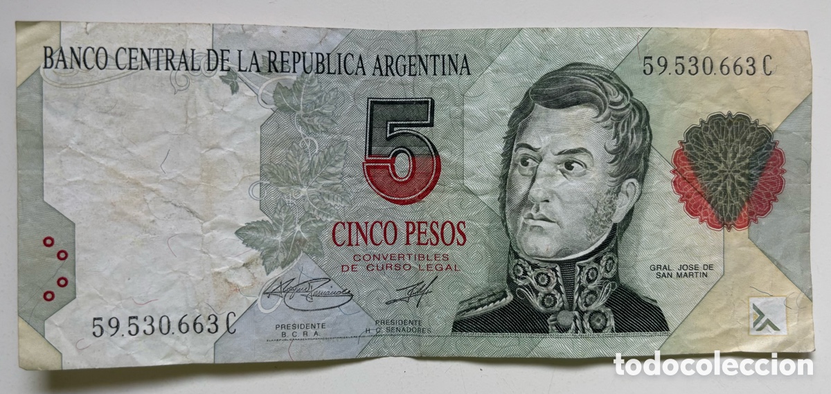 Billetes extranjeros: Billete ARGENTINA 5 Pesos Convertibles n/d