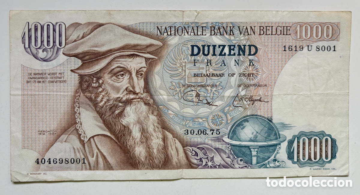 Billetes extranjeros: Billete B&Eacute;LGICA 1000 Francos 1975. Francs Belgica Belgium