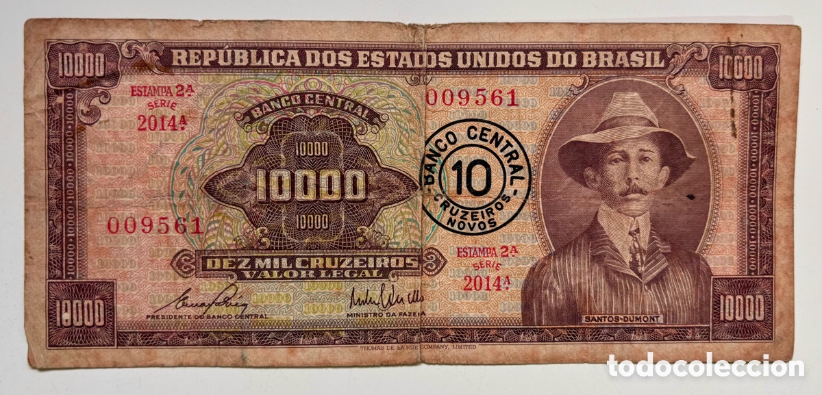 Billetes extranjeros: Billete BRASIL 10000 Cruzeiros (1967)