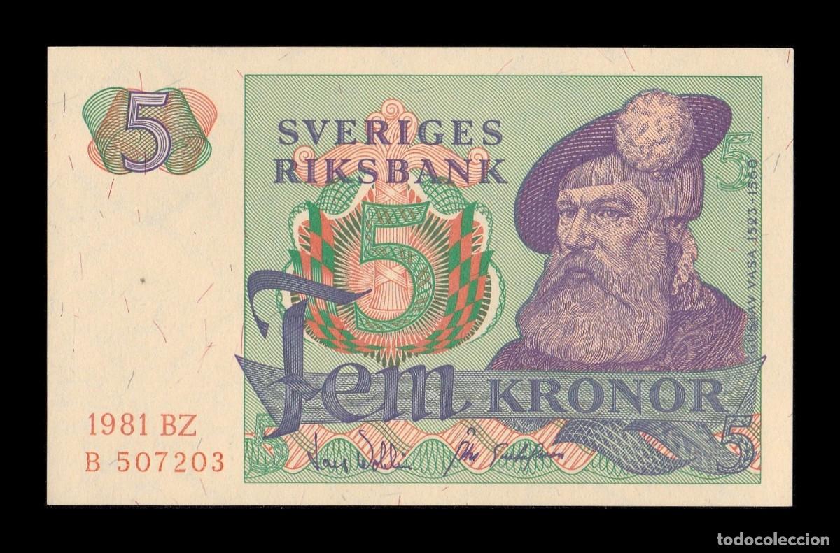 Billetes extranjeros: Suecia 5 Coronas Gustav Vasa 1981 Pick 51d Sc Unc