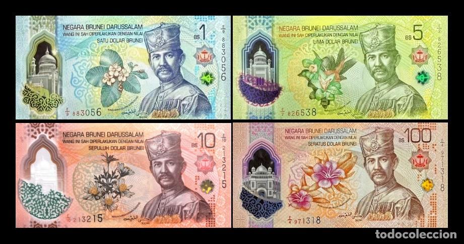 Billetes extranjeros: Brunei Set 4 billetes 1-100 D&oacute;lares 2024 (2026) Pick 41-44 Nuevo Pol&iacute;mero Sc Unc