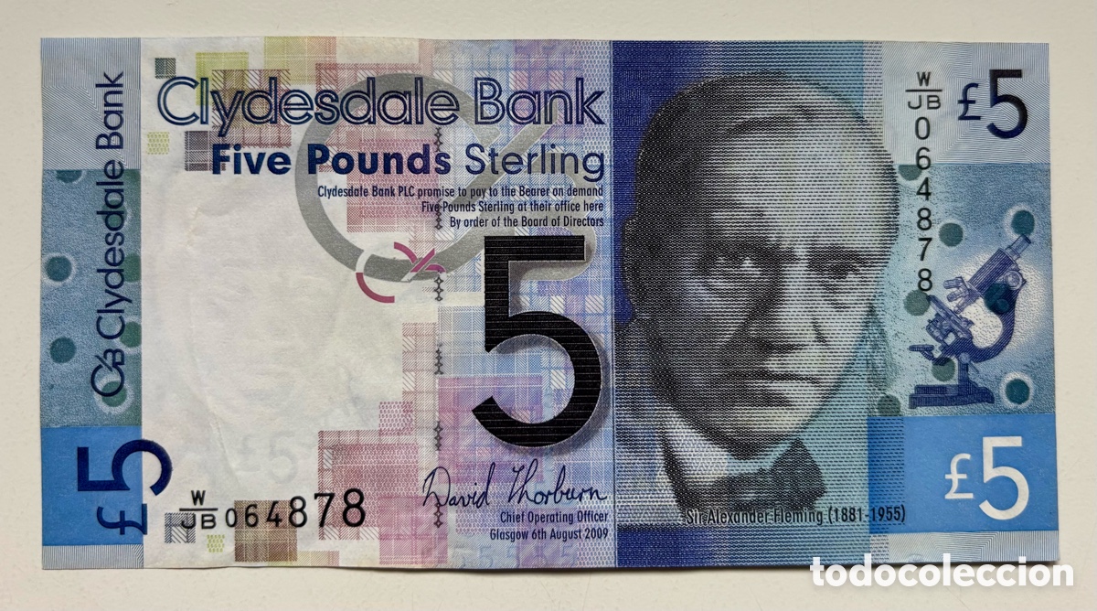 Billetes extranjeros: Billete ESCOCIA 5 Libras 2009. Clydesdale Pounds.