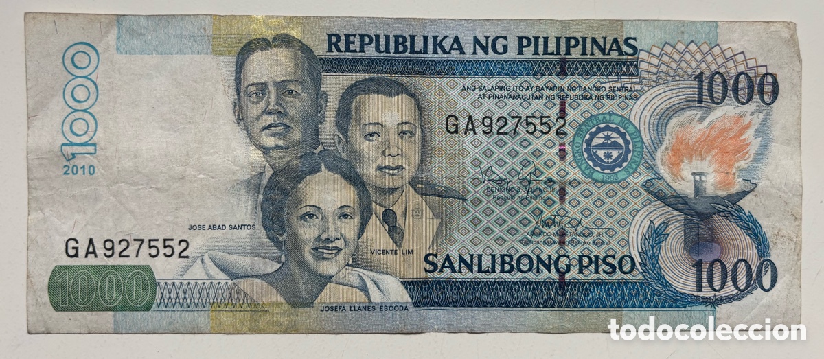 Billetes extranjeros: Billete FILIPINAS 1000 Piso 2010