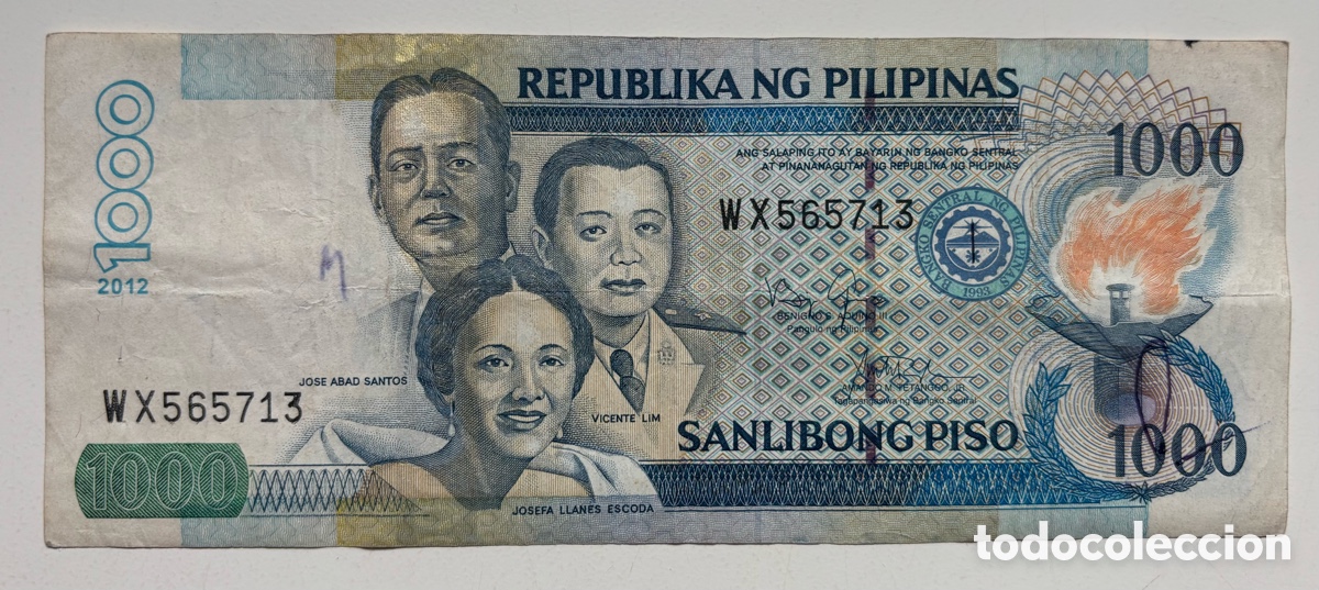 Billetes extranjeros: Billete FILIPINAS 1000 Piso 2012. Tinta