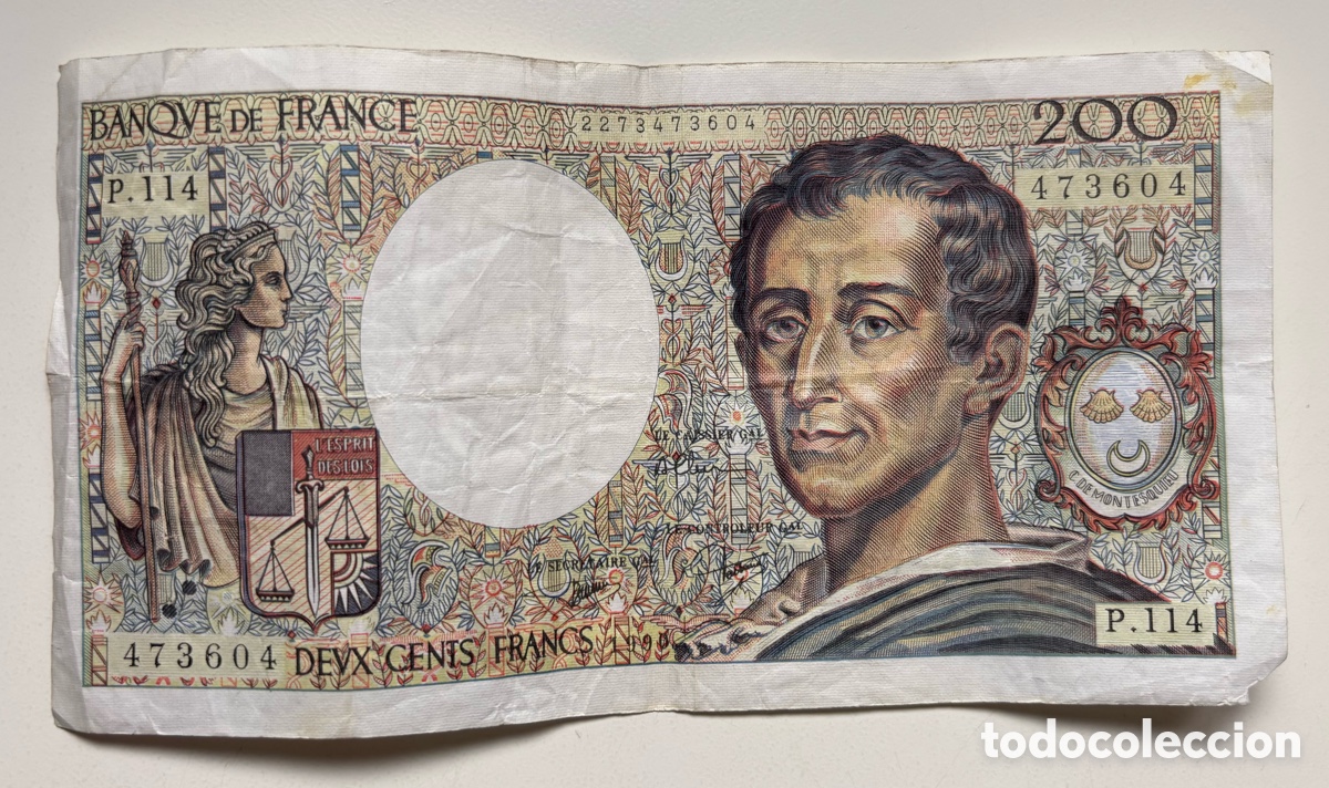 Billetes extranjeros: Billete FRANCIA 200 Francos 1990. Pico Roto. Francs