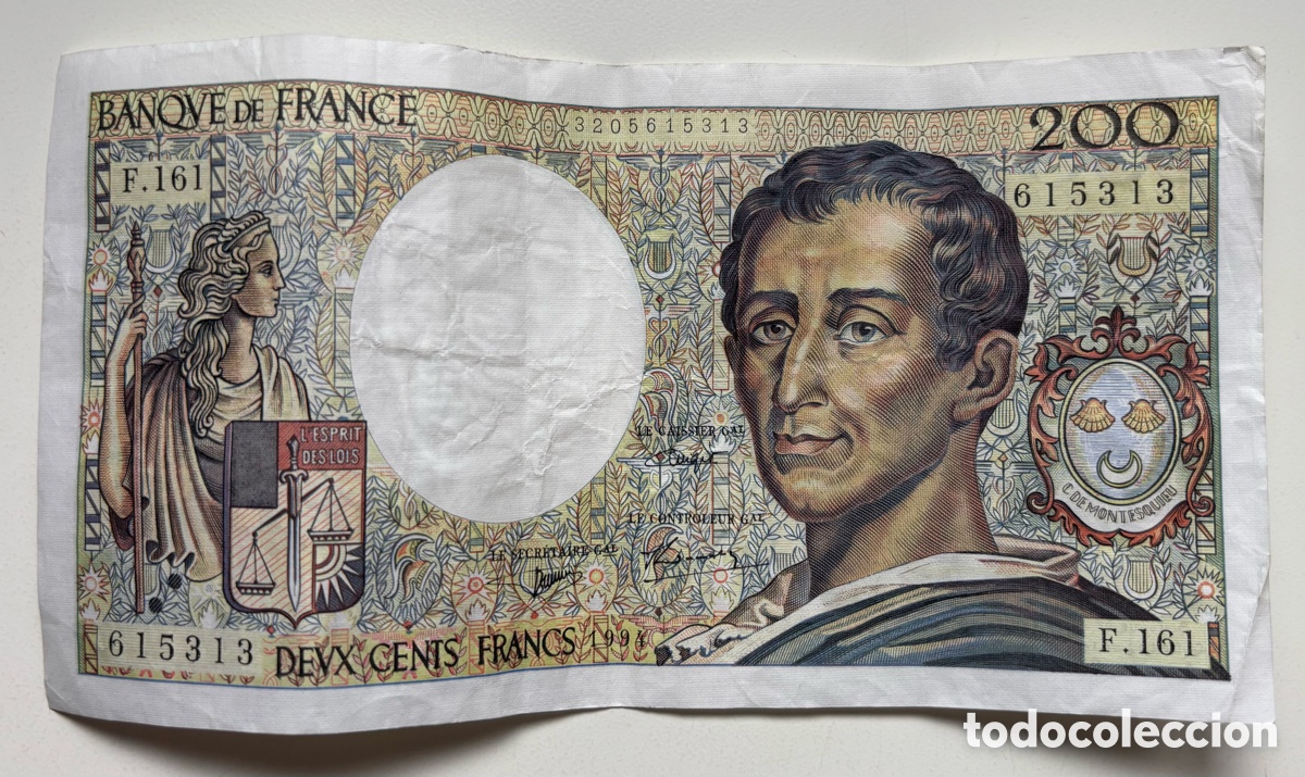 Billetes extranjeros: Billete FRANCIA 200 Francos 1994. Francs