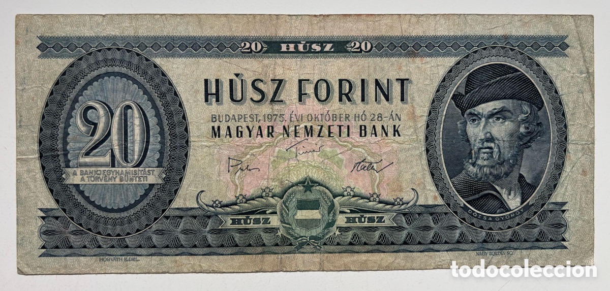 Billetes extranjeros: Billete HUNGRIA 20 Florines 1975. Forint