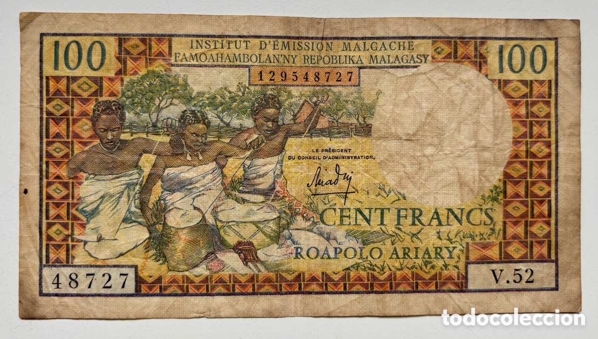 Billetes extranjeros: Billete MASAGASCAR 100 Francos (1964) Francs