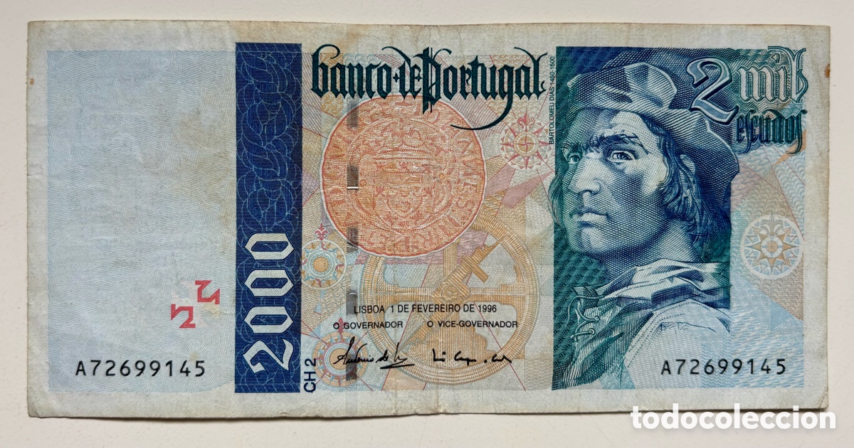 Billetes extranjeros: Billete PORTUGAL 2000 Escudos 1996