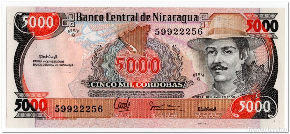 Billetes extranjeros: NICARAGUA,5000 CORDOBAS,1988,P.157,AU-UNC