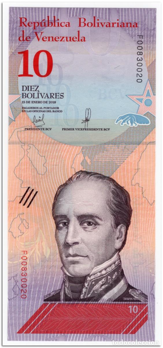 Billetes extranjeros: VENEZUELA,10 BOLIVARES,2018,P.103,UNC