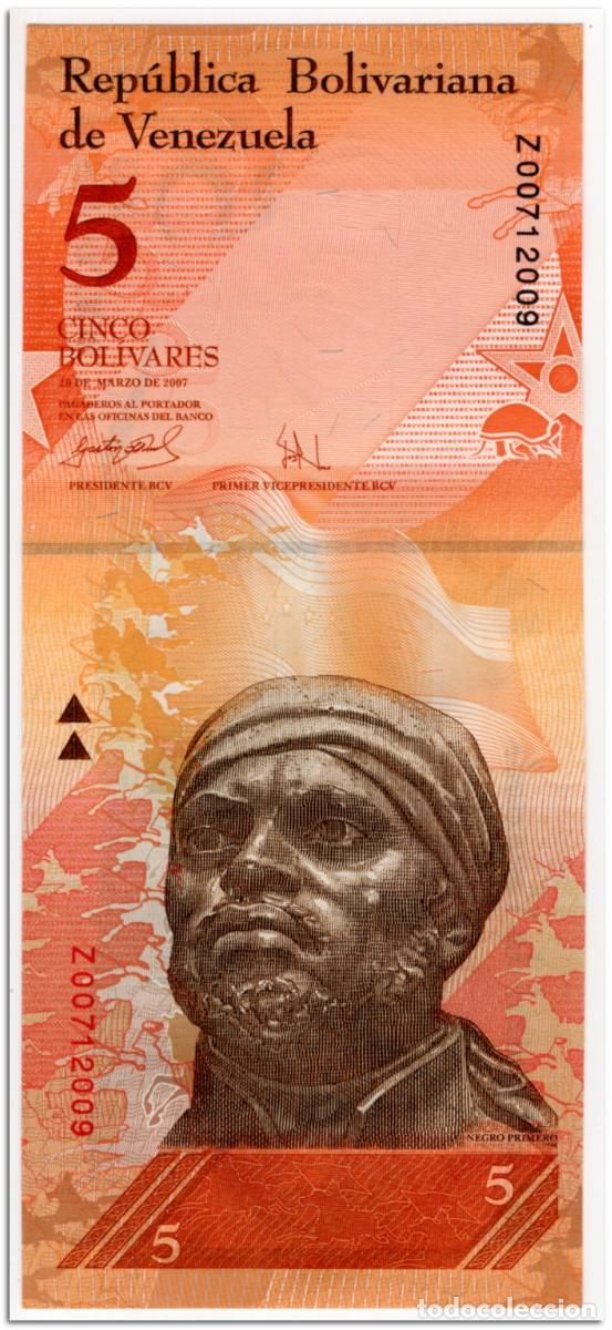 Billetes extranjeros: VENEZUELA,5 BOLIVARES,2007,P.89a,Z SERIAL,REPLACEMENT,UNC