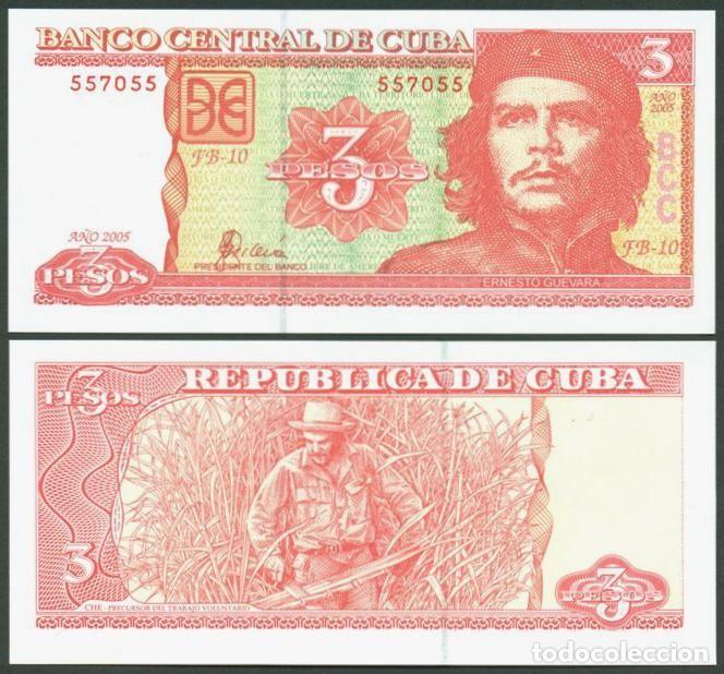 Notas Internacionais: CUBA. 3 pesos 2005. Pick 127. Che Guevara. S/C.