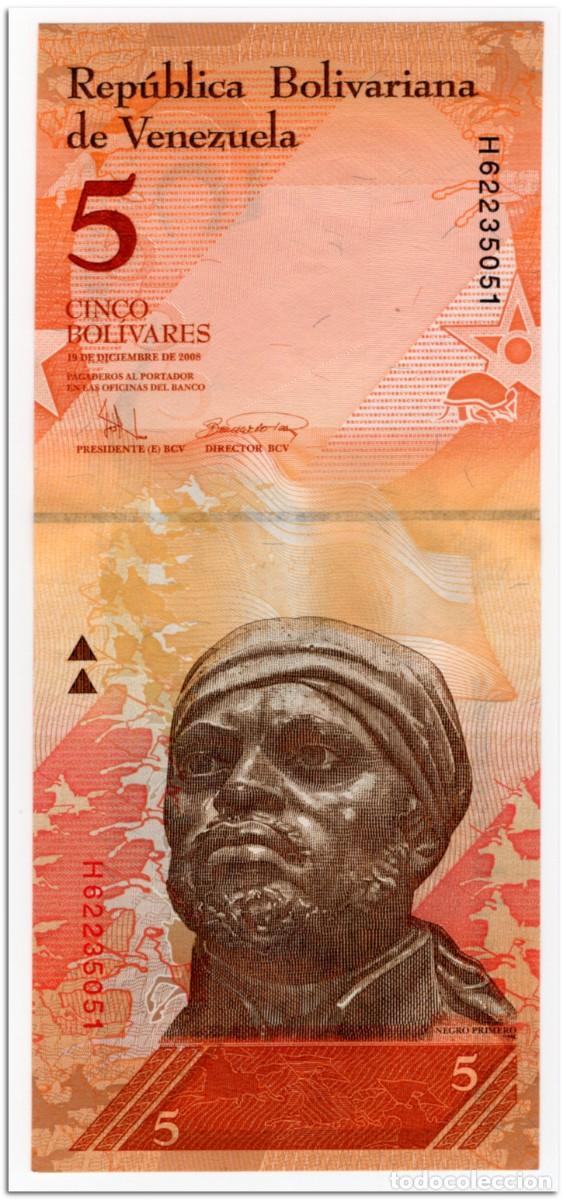 Billetes extranjeros: VENEZUELA,5 BOLIVARES,2008,P.89c,UNC