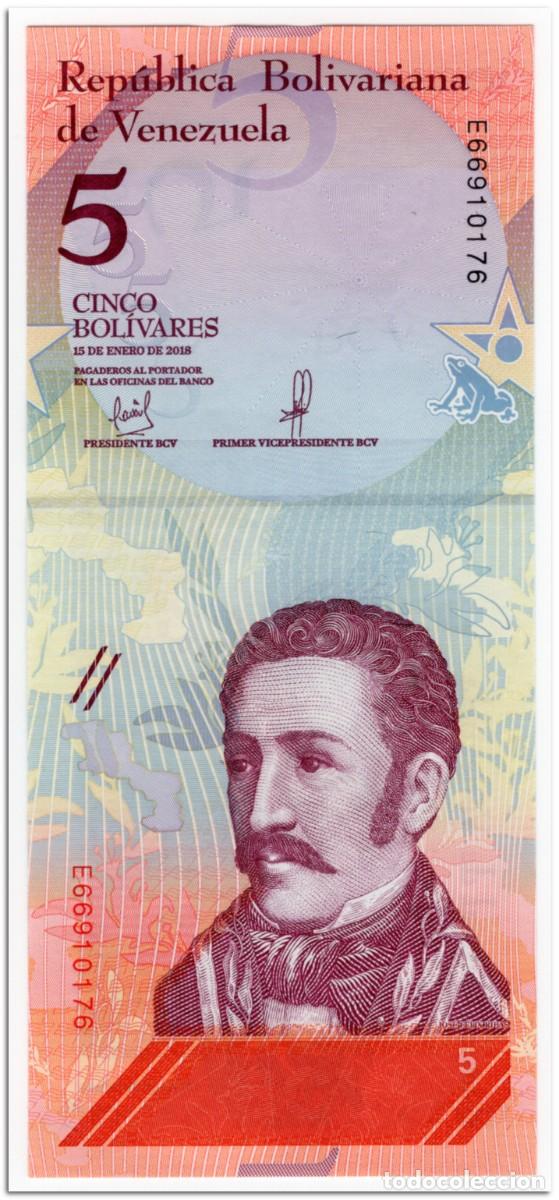 Billetes extranjeros: VENEZUELA,5 BOLIVARES,2018,P.102,UNC