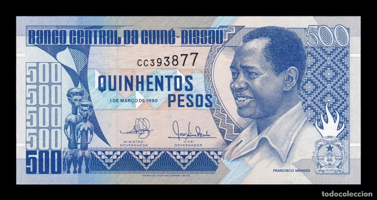 Billetes extranjeros: Guinea Bissau 500 Pesos Francisco Mendes 1990 Pick 12 Sc Unc