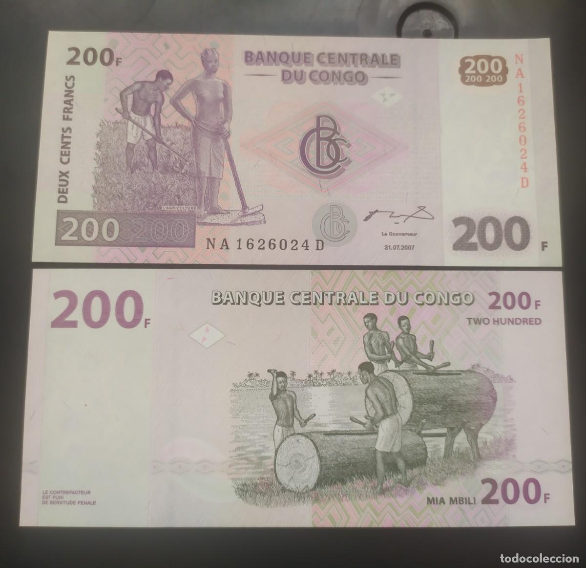 Billetes extranjeros: CONGO RP. DEMOCRATICA: 200 francos 2007.SC.UNC. PK. # 99