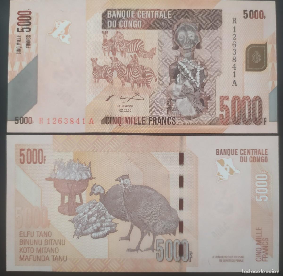 Billetes extranjeros: CONGO RP. DEMOCRATICA: 5000 francos 2005.SC.UNC. PK. # 102