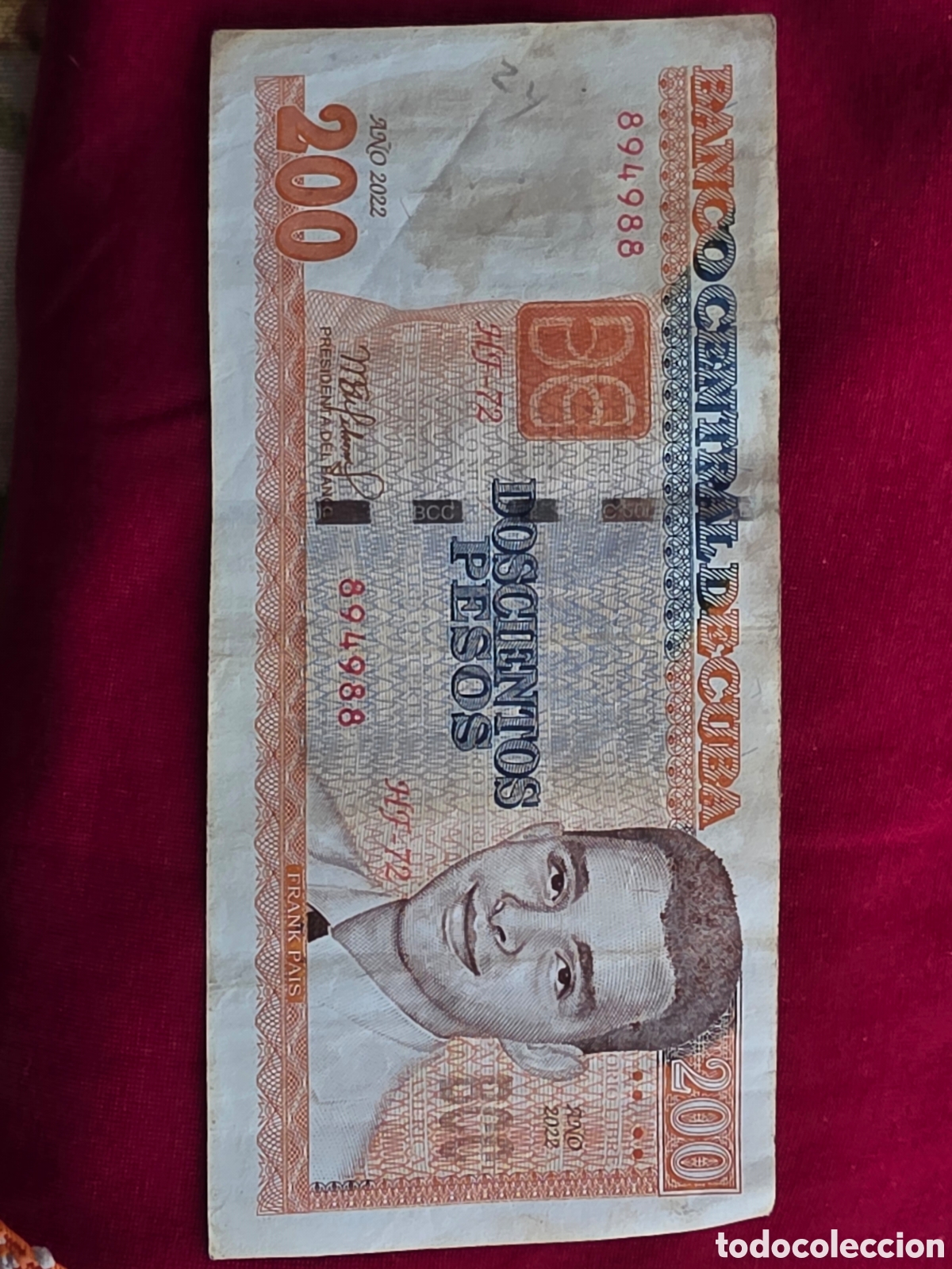 Billetes extranjeros: BILLETE 200 PESOS CUBA
