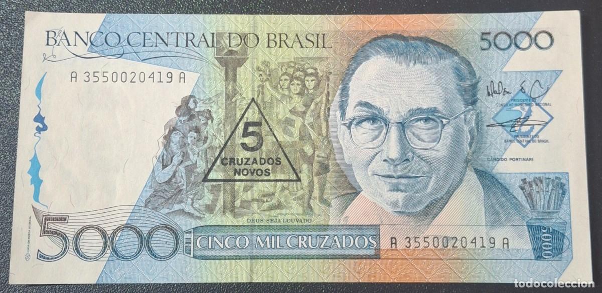 Billetes extranjeros: BRASIL 5000 Cruzados 1989 Pick-217b (SC)