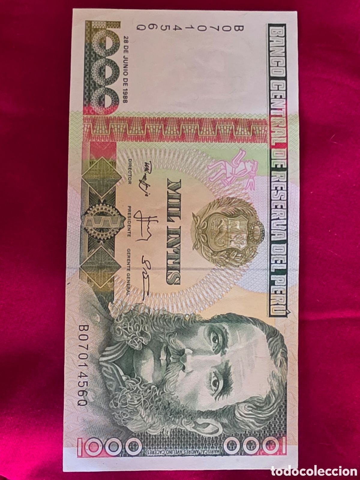 Billetes extranjeros: BILLETE 1000 INTIS PERU