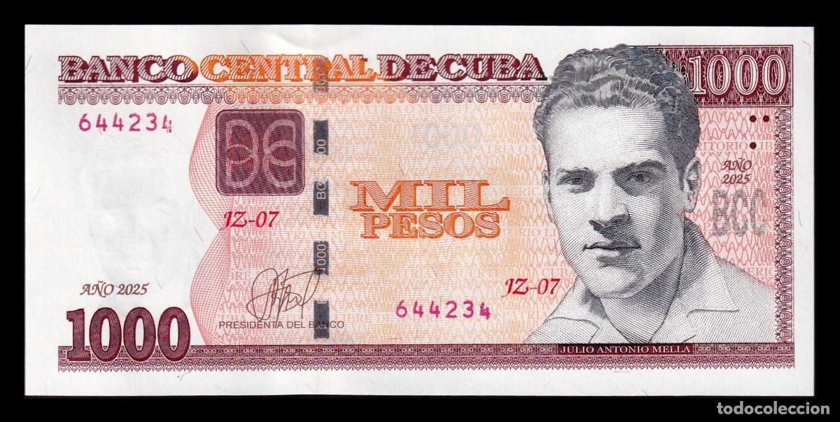 Billetes extranjeros: Cuba 1000 Pesos Julio Antonio Mella 2025 Pick 132eR Nuevo Reposici&oacute;n Sc Unc
